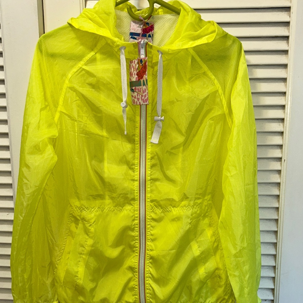 Alcott Pink Teal zipper hooded windbreaker lightweight pockets!